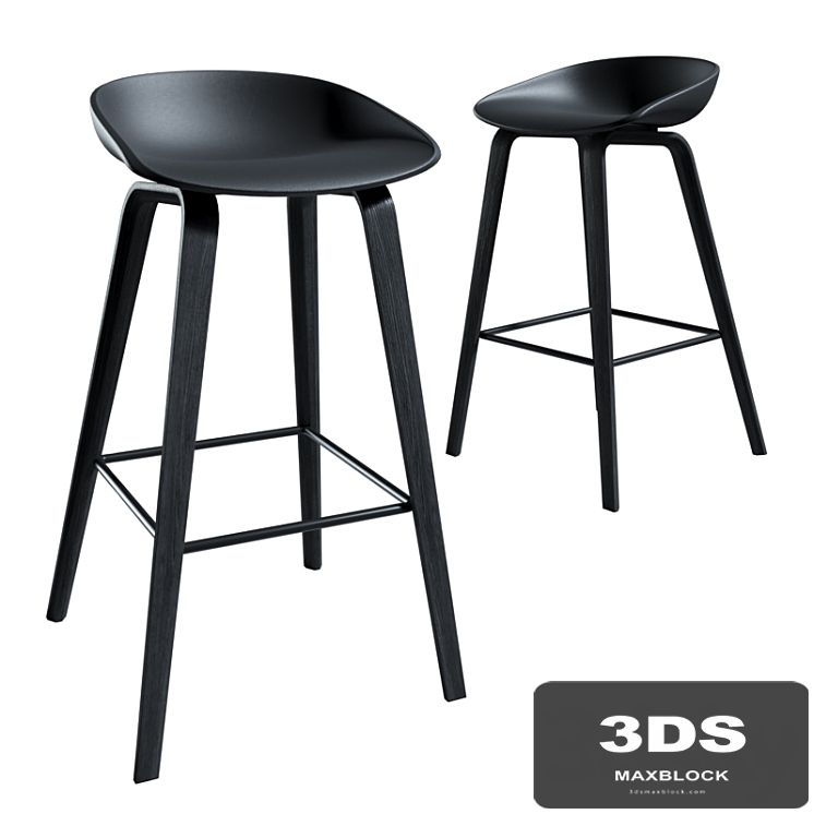 Black wooden bar stool