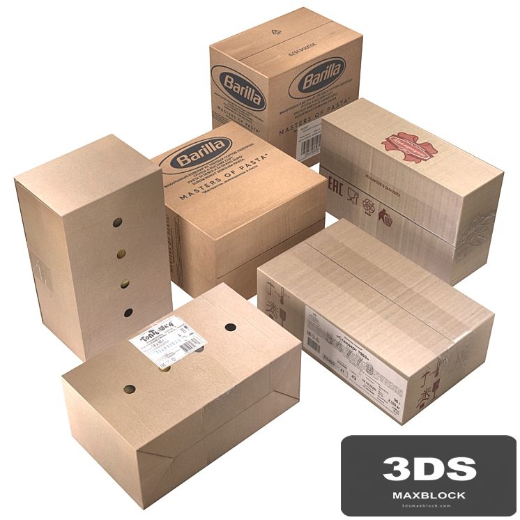 Cardboard boxes (low poly)