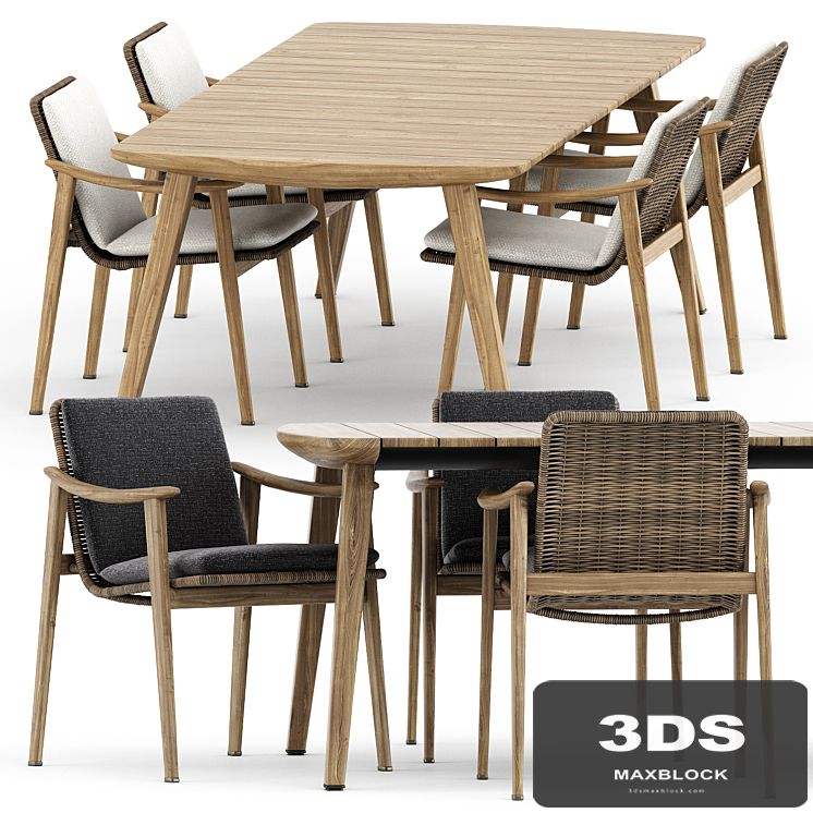 Fynn Outdoor chair and Fynn Dining Outdoor table by Minotti