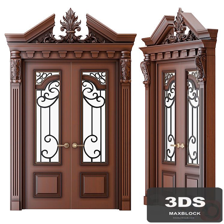 Classic palace door with carvings