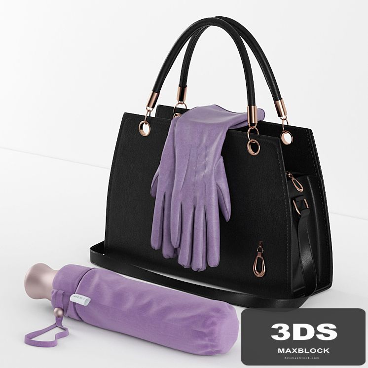 bags, gloves and an umbrella in the bag