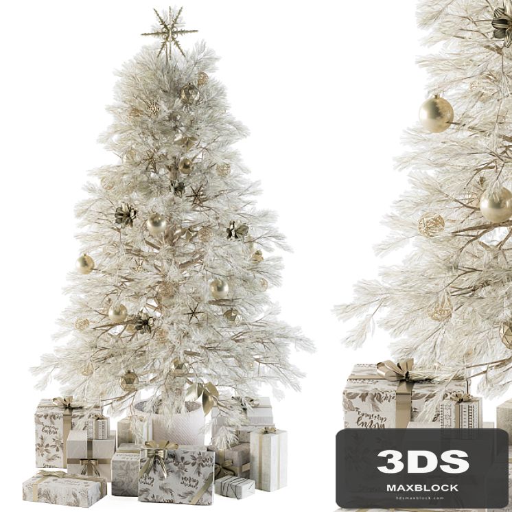 Christmas Decoration 01 - Christmas White Tree with Gift