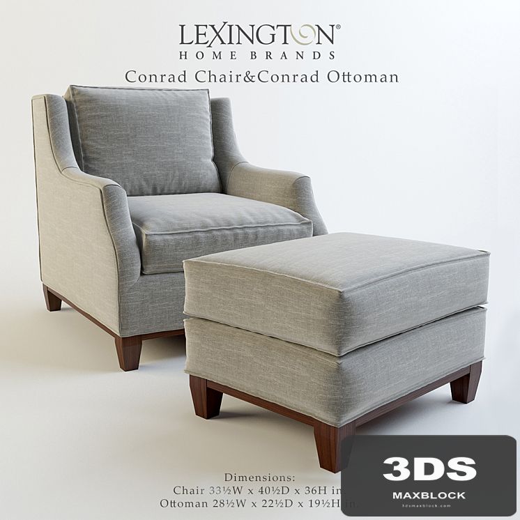 Lexington_Conrad Chair &amp; Conrad Ottoman