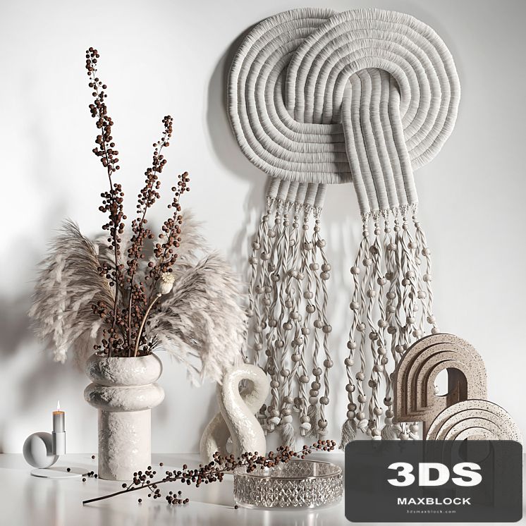 Decorative set 05 with Macrame and berry branch