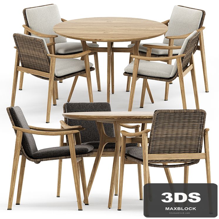 Fynn Outdoor chair by Minotti and Ren Dining table C1100 by Stellarworks