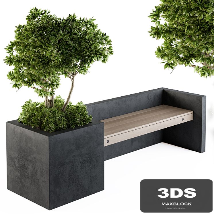 Urban Furniture Plants with bench 09