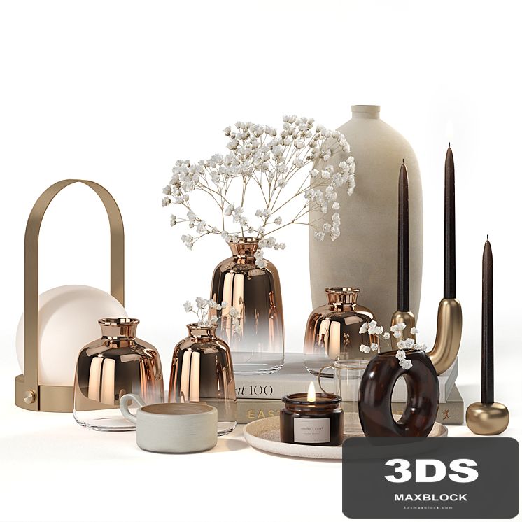 Decorative set Gold plated Translucent Glass Vases