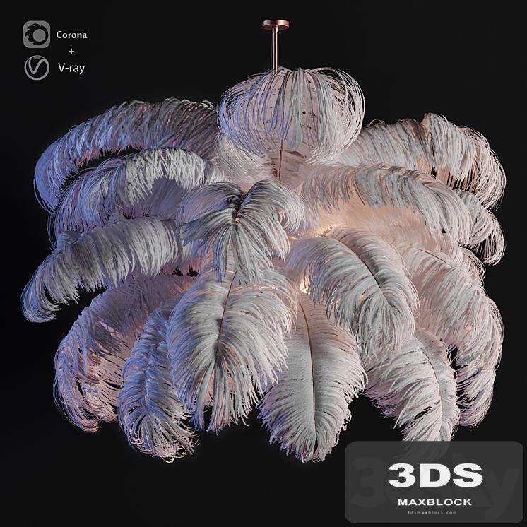 Natural Ostrich Feather Modern Chandelier