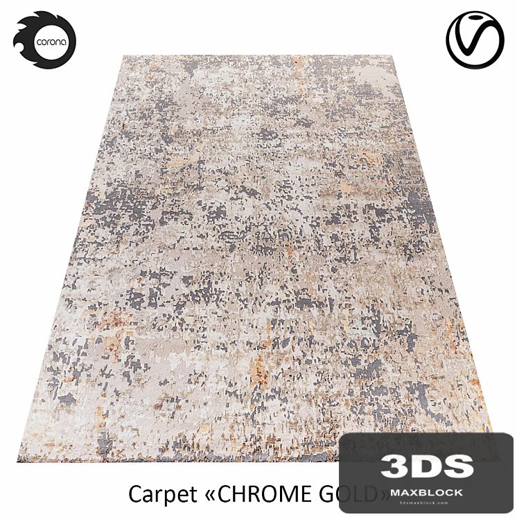 Indian wool rug "CHROME GOLD" ABSTRACT-1-MULTI