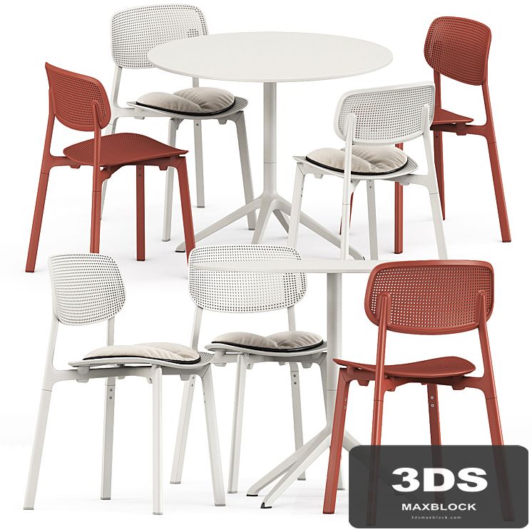 Colander chair and Elephant round table by Kristalia