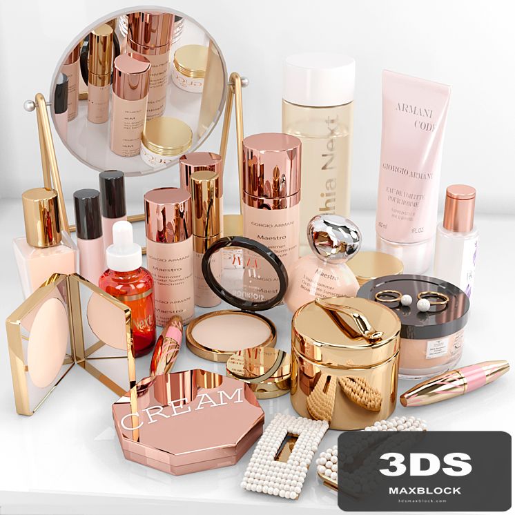 Collection of luxury cosmetics for beauty salons and dressing table. Make up