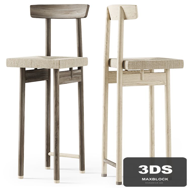 Wooden bar stool / Wicker bar stool