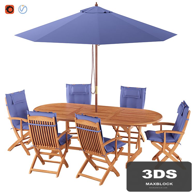 Garden Dining Set Maui with Parasol