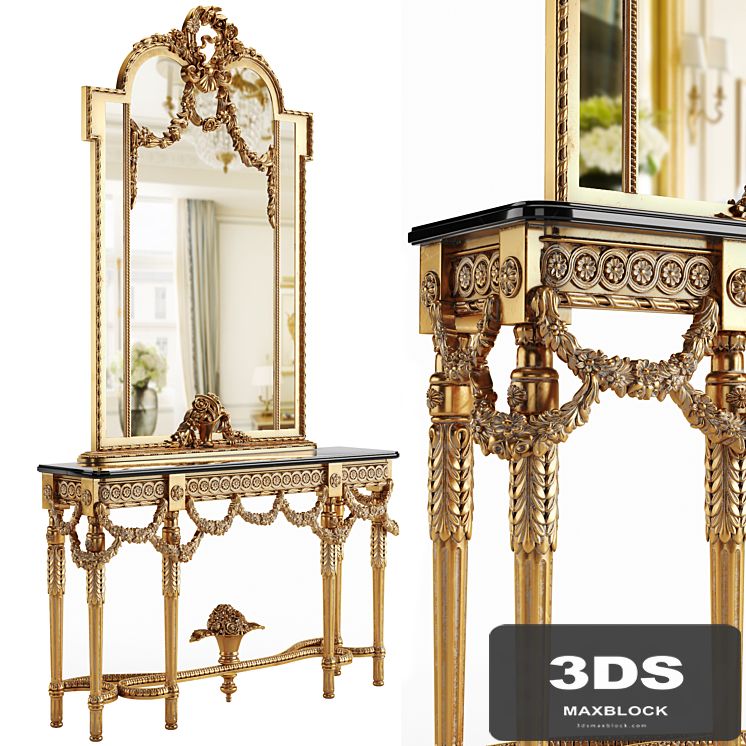 Console and mirror ART. 288 CIN55 by Cappellini Intagli
