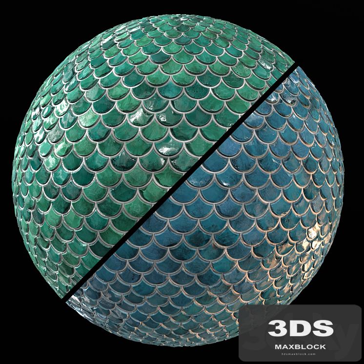 Teal Tile PBR Material-09