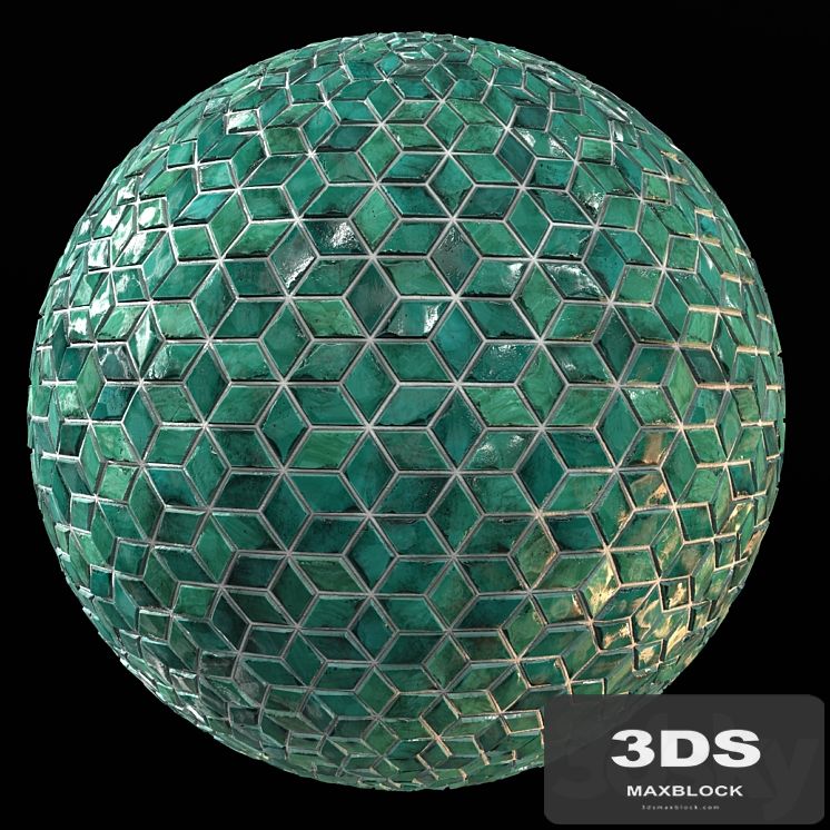 Teal Tile PBR Material-10