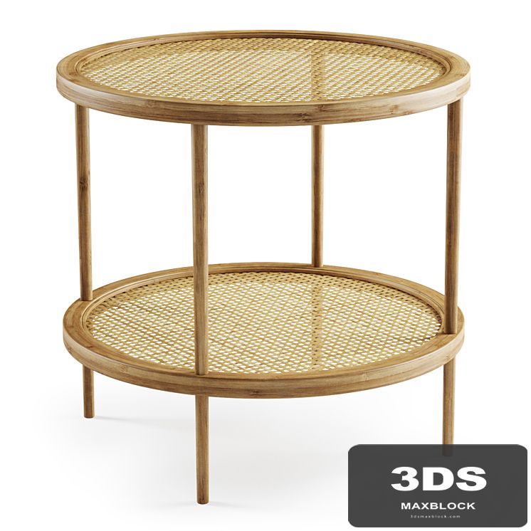 Double wooden rattan coffee table / Double rattan coffee table