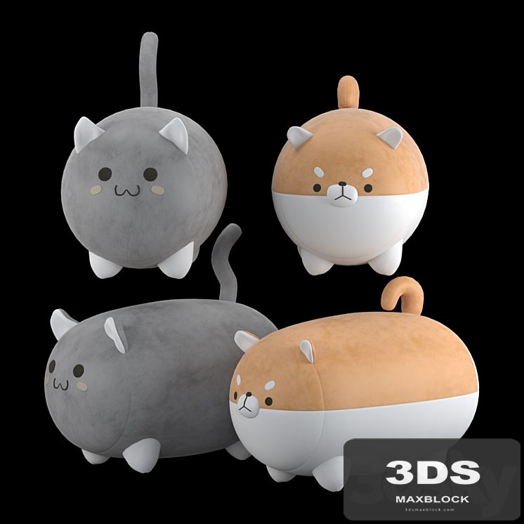 Stuffed toys cat and dog