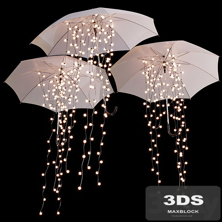 Decorative umbrellas with garlands