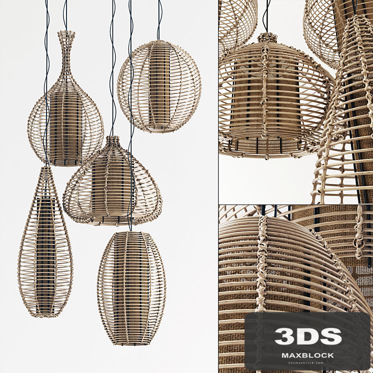 Lamp light form rotang thick n1 / Wicker chandeliers made of thin rattan No. 1