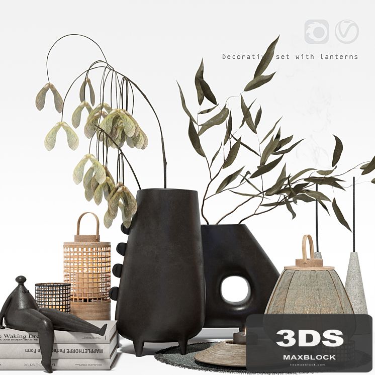 Decorative set with lanterns