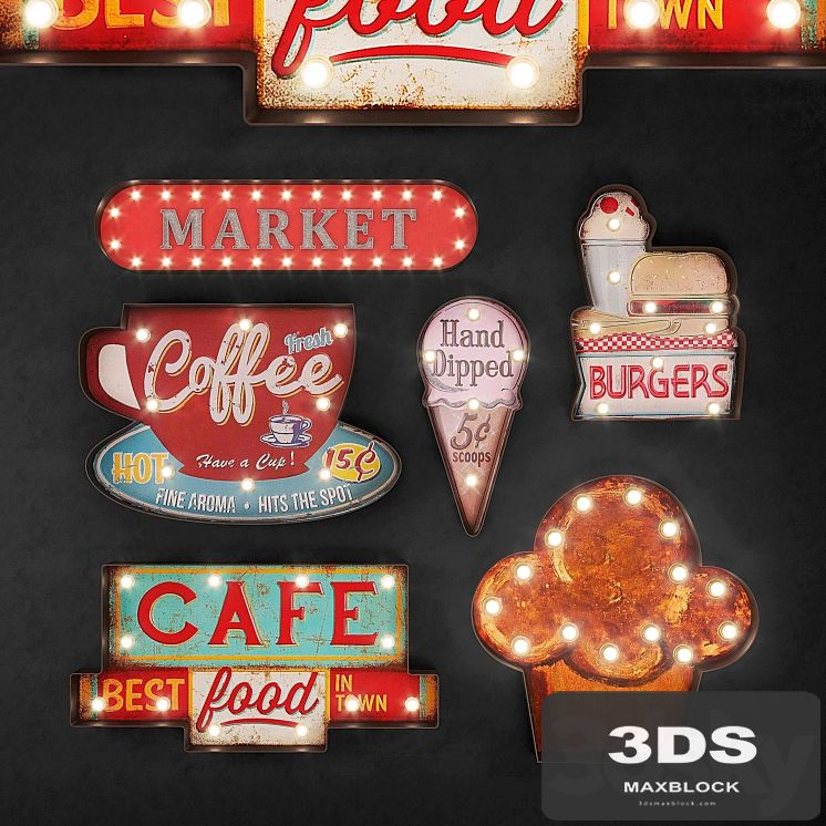 Lighted Metal sign Set 24