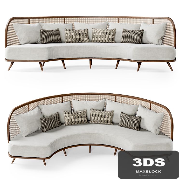 Garden round sofa R156 / Rattan semicircular sofa