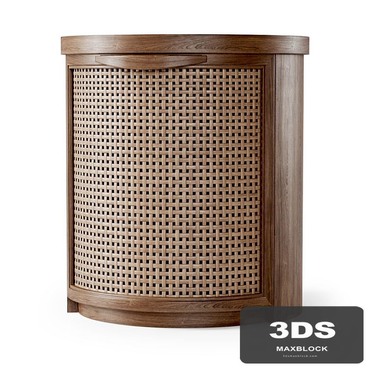 Wooden side table / Rattan bedside table