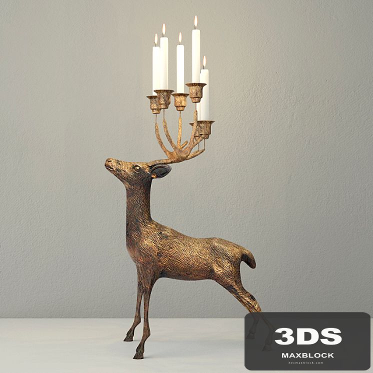 Oversize Brass Deer Candle Holder
