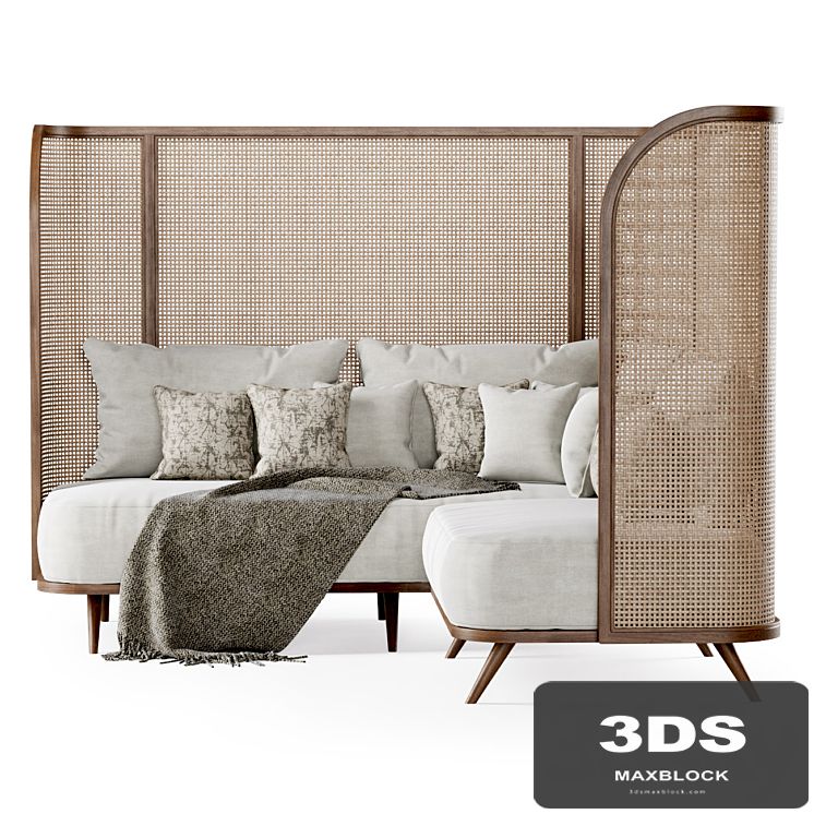 Corner garden sofa HLS high back / Rattan corner sofa