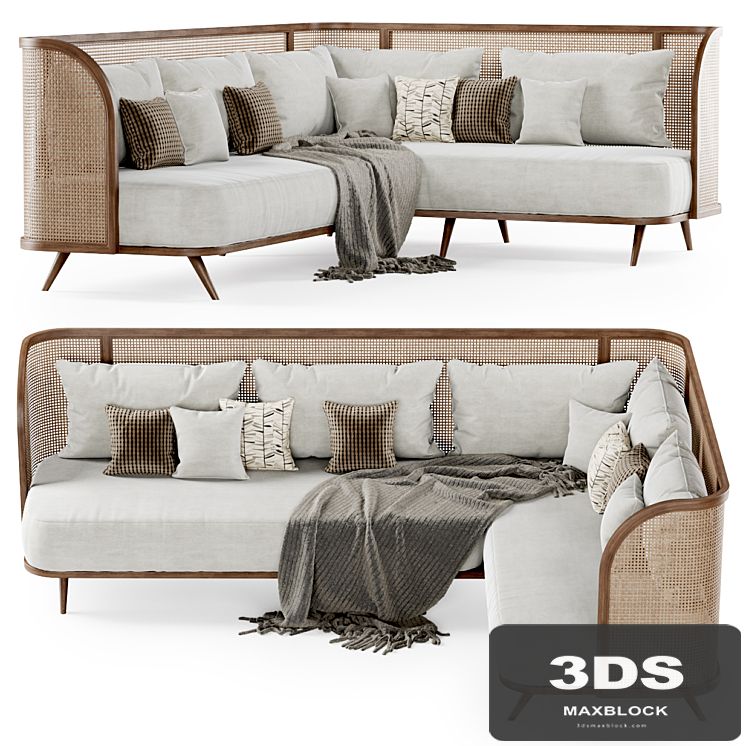 Large corner garden sofa HLC / Large corner sofa rattan