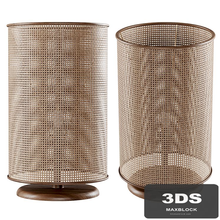 Wooden rattan table lamp L500 / Round table lamp