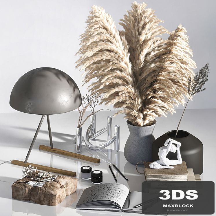 Decorative Set 07 with pampas and figurine