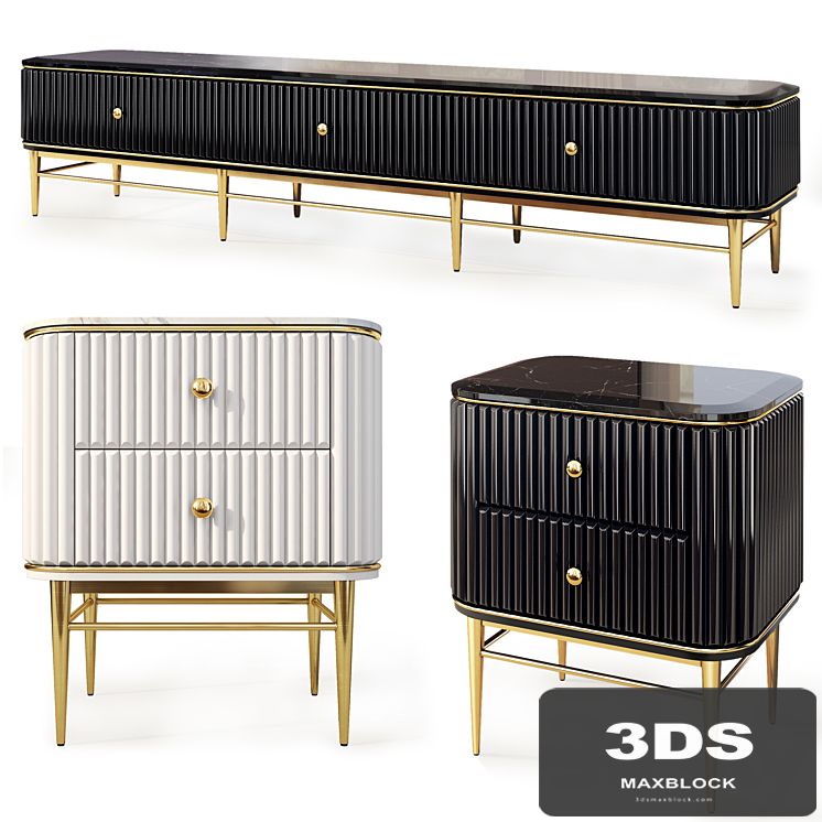 Chest of drawers and bedside tables Art Deco 03. Nightstand, Tvstand by LaLume