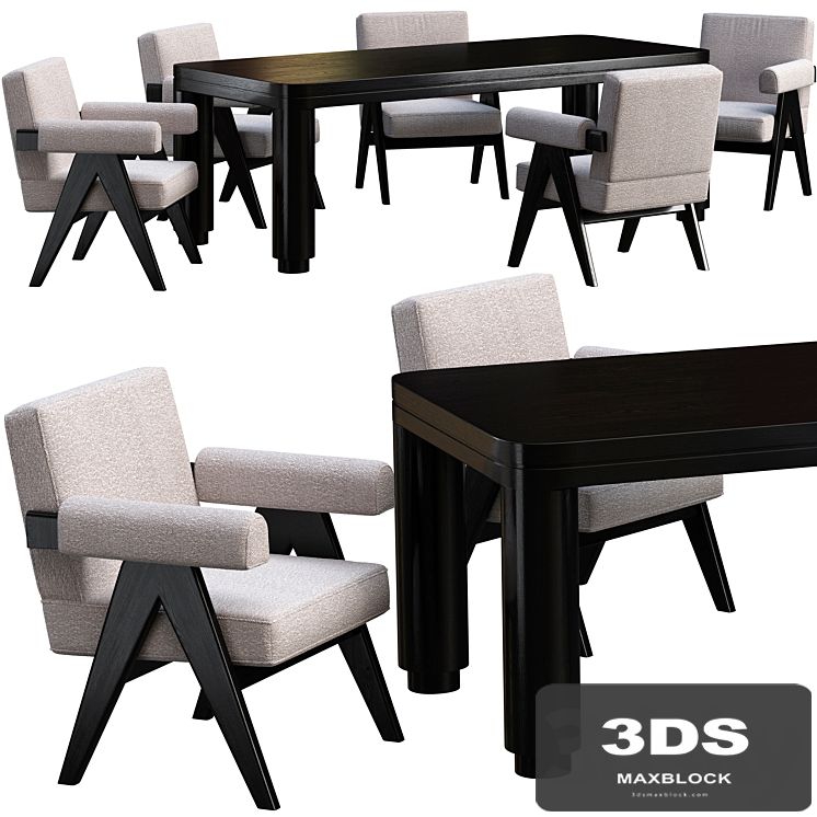 Dining table Eichholtz Atrlier + chair Eichholtz Greta
