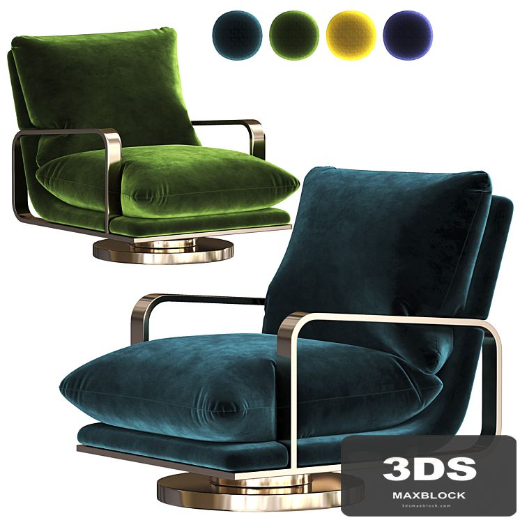 Rare Milo Baughman Brass Base Swivel Lounge Chairs Pair