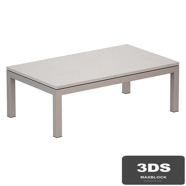 Parsons White Marble Top / Stainless Steel Base 48x28 Small Rectangular Coffee Table (Crate and Barrel)