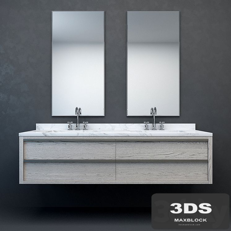RH Modern Bezier floating double vanity