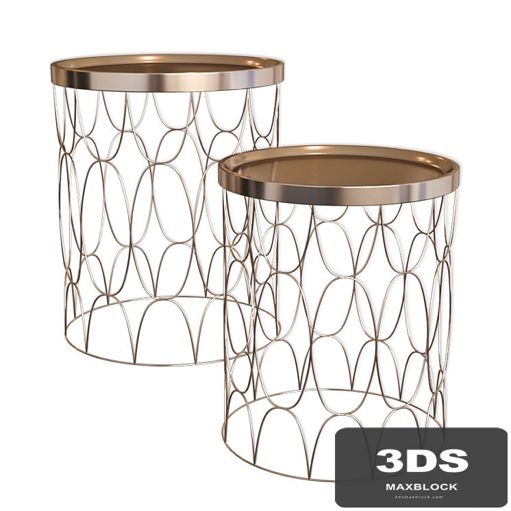 Set of two coffee tables with metal top A79100080