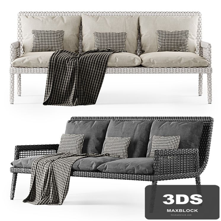 Rattan three-seater sofa DR53 / Three-seater rattan sofa