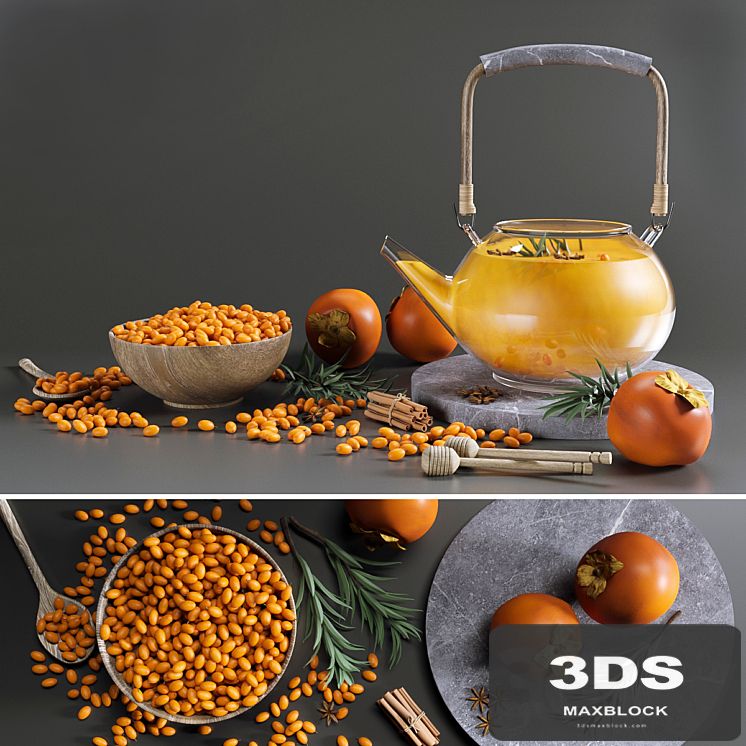 Tea Set with sea buckthorn and persimmon