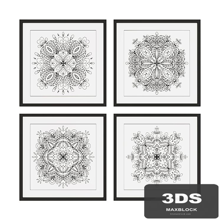 Set of pictures with mandalas
