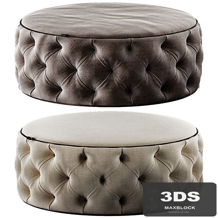 Pouf redondo vintage capitone Derek en Betty & Co