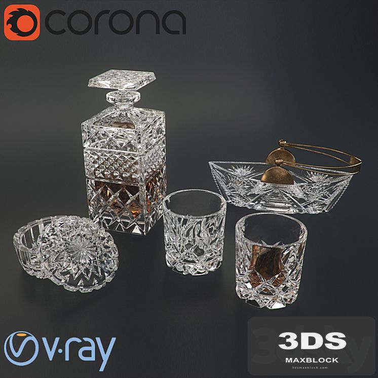 A set of crystal glassware