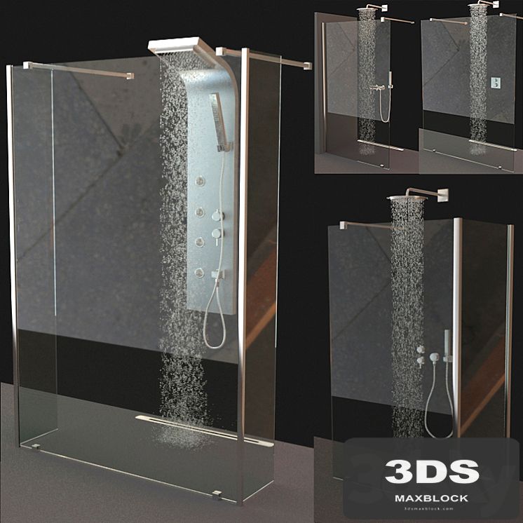 Set of shower cabins Ravak Walk-In + Mixers