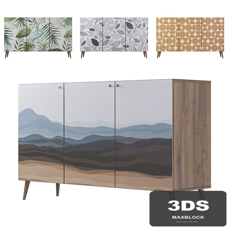 Chest of drawers Berber three doors 21 print