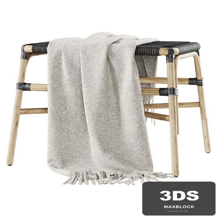 Rattan ottoman MD41 / Rattan upholstered bench