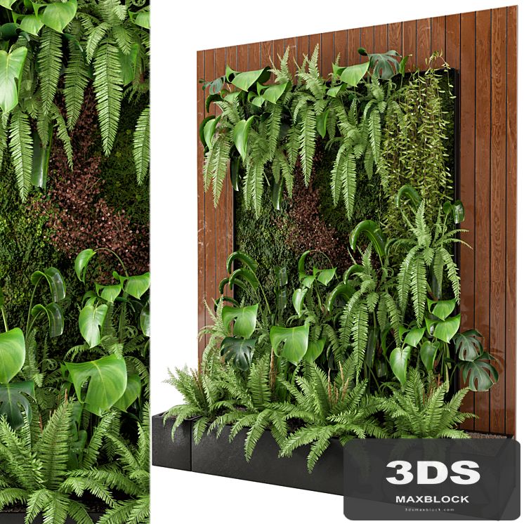 Indoor Wall Plants in rusty Concrete Pot - Set 22