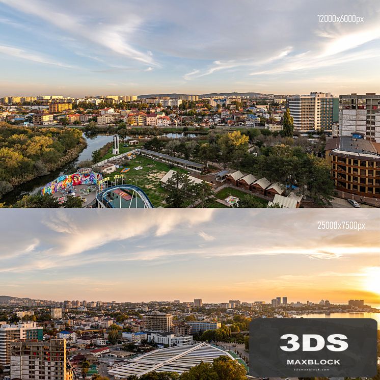 Panoramas of Anapa at sunset