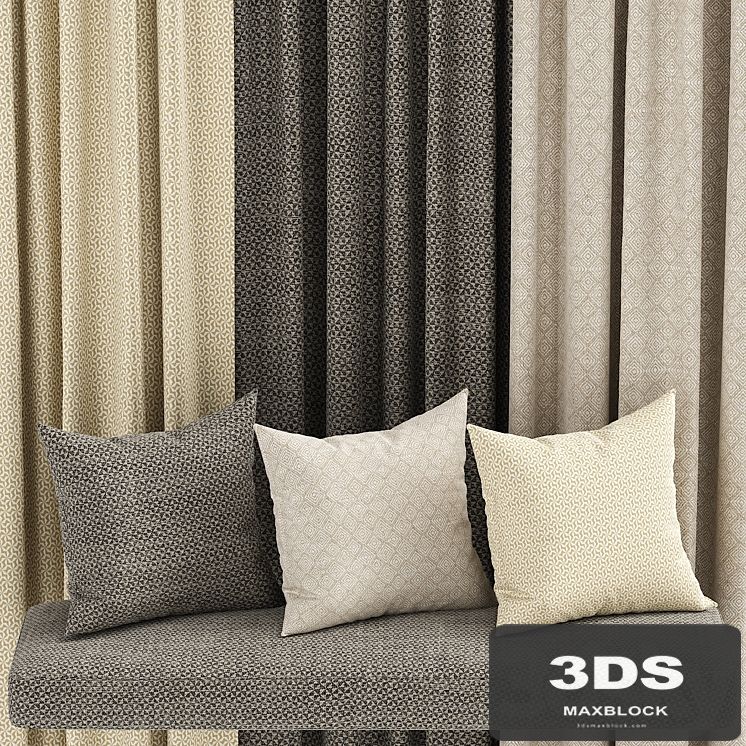 a set of fabric materials in neutral colors with a small pattern